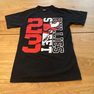 Vtg Jordan 23 Chicago Bulls T-Shirt Street Bullies Flying Horse Small Black